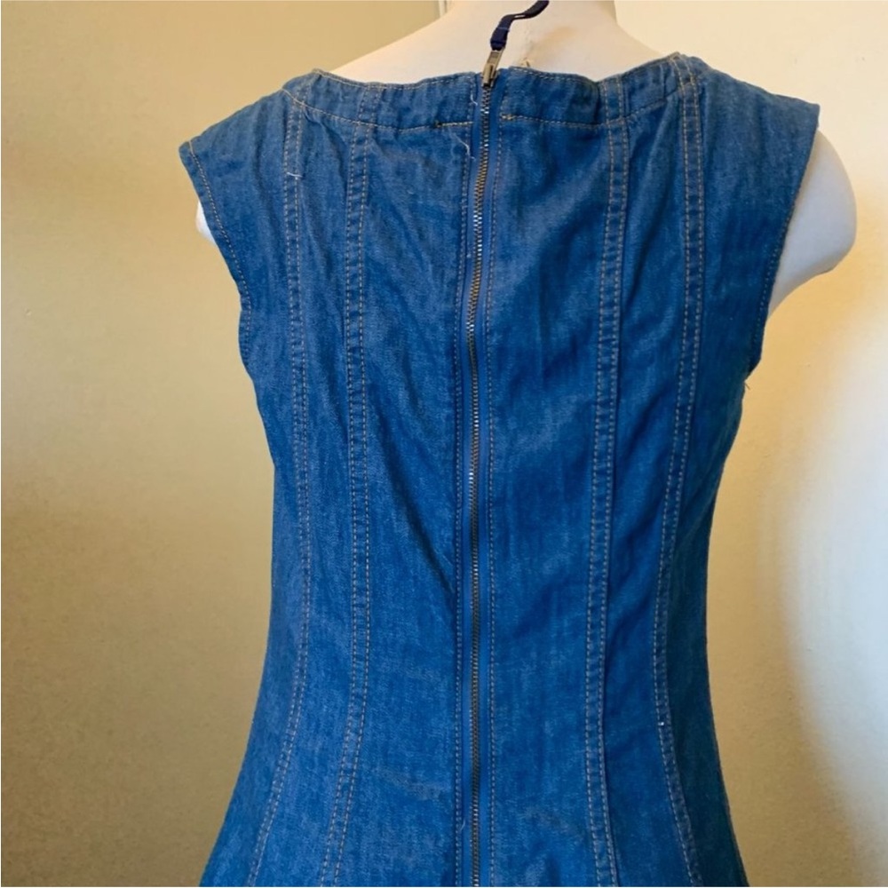 Anthropologie PILCRO Denim Midi Dress Fit N’ Flare Pockets Fitted Size 6 - Picture 6 of 12